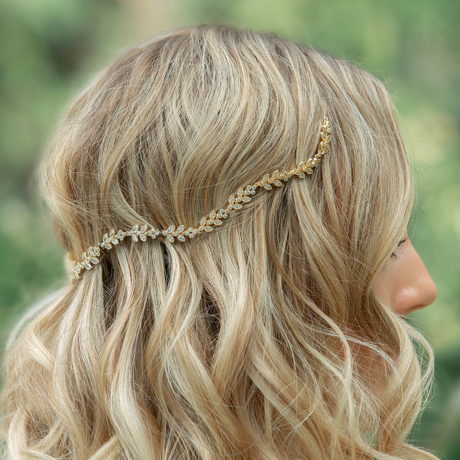 Boho Gold Hair Hal Halo Hair Vine, Gold Hair Wreath,Boho Gold cheapest Flower headband,Vintage Style Wedding Hair Vine