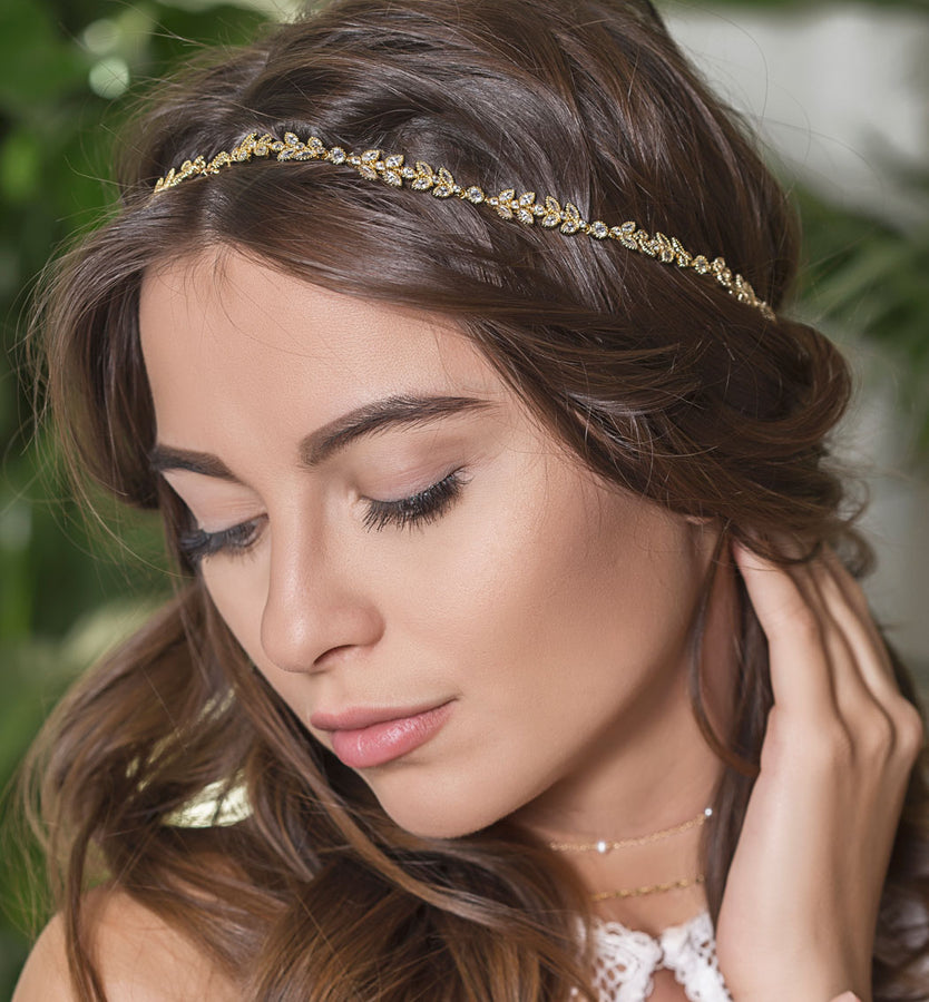 Vintage Boho Crystal Hair Crown Wreath, Bridal Headpiece – AMYO Bridal