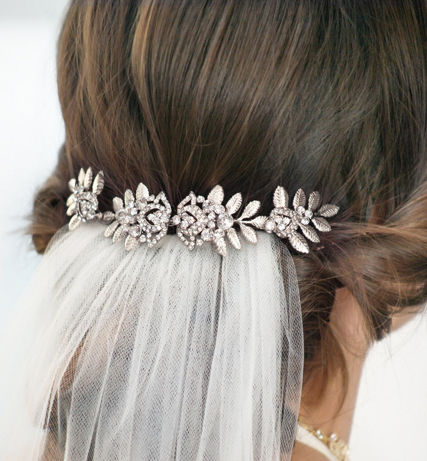 Sale-Pearl Wedding Hair Comb,Silver Plated Leaf Hair Comb, Wedding Headpiece,Grecian Hair Comb,Crystal 2024 Pearl Headpiece,Silver Leaf Hair Comb