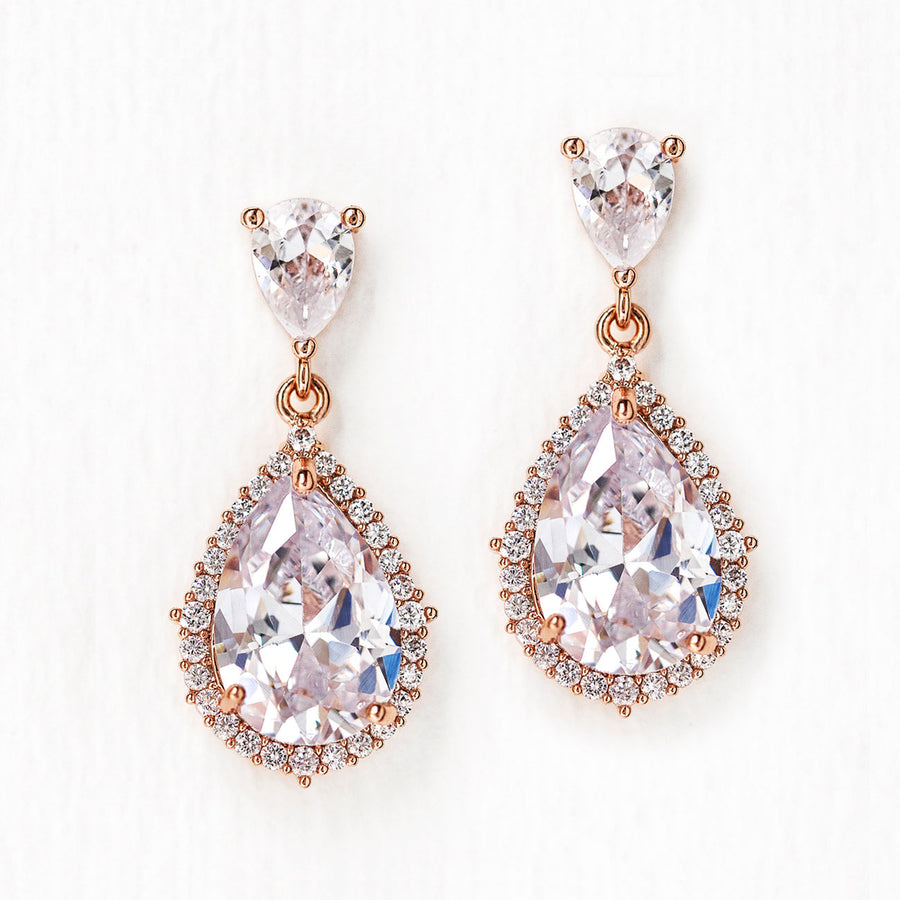 Crystal Dangle Earrings| Bridal Jewelry Set, Rose Gold Earrings – AMYO ...