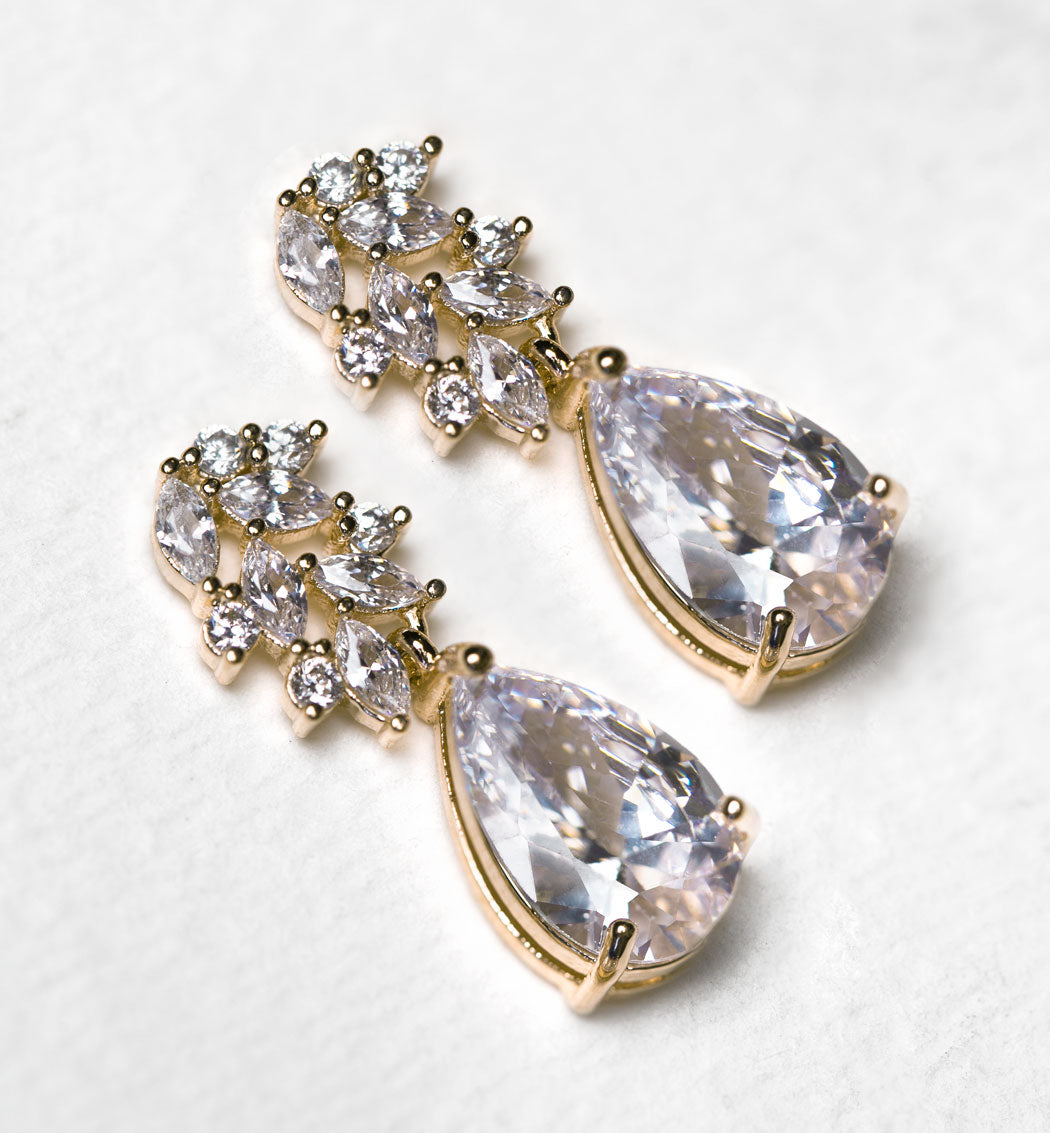18kt rose gold Flora diamond drop earrings