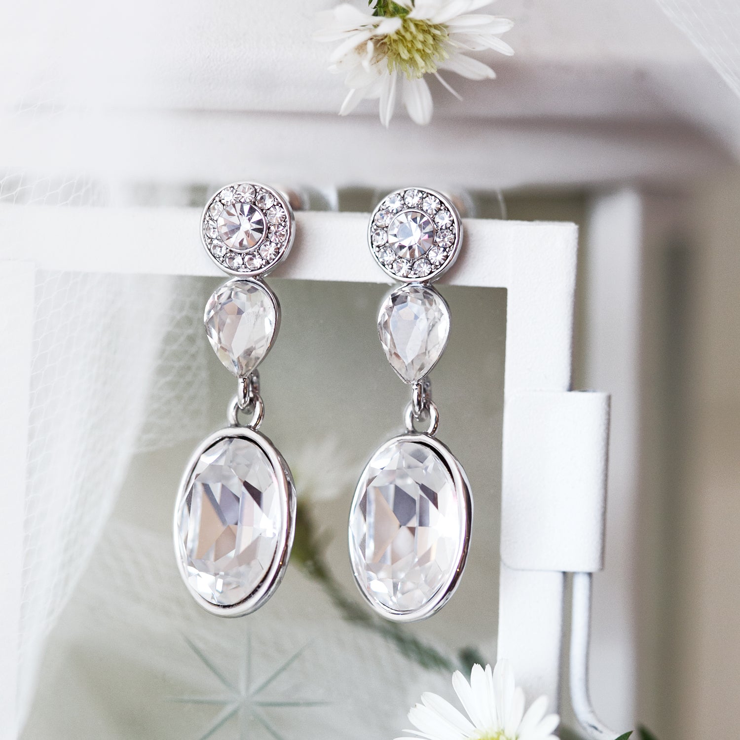 Swarovski Silver Drop Earrings | Bridal Earrings, Wedding Jewelry ...