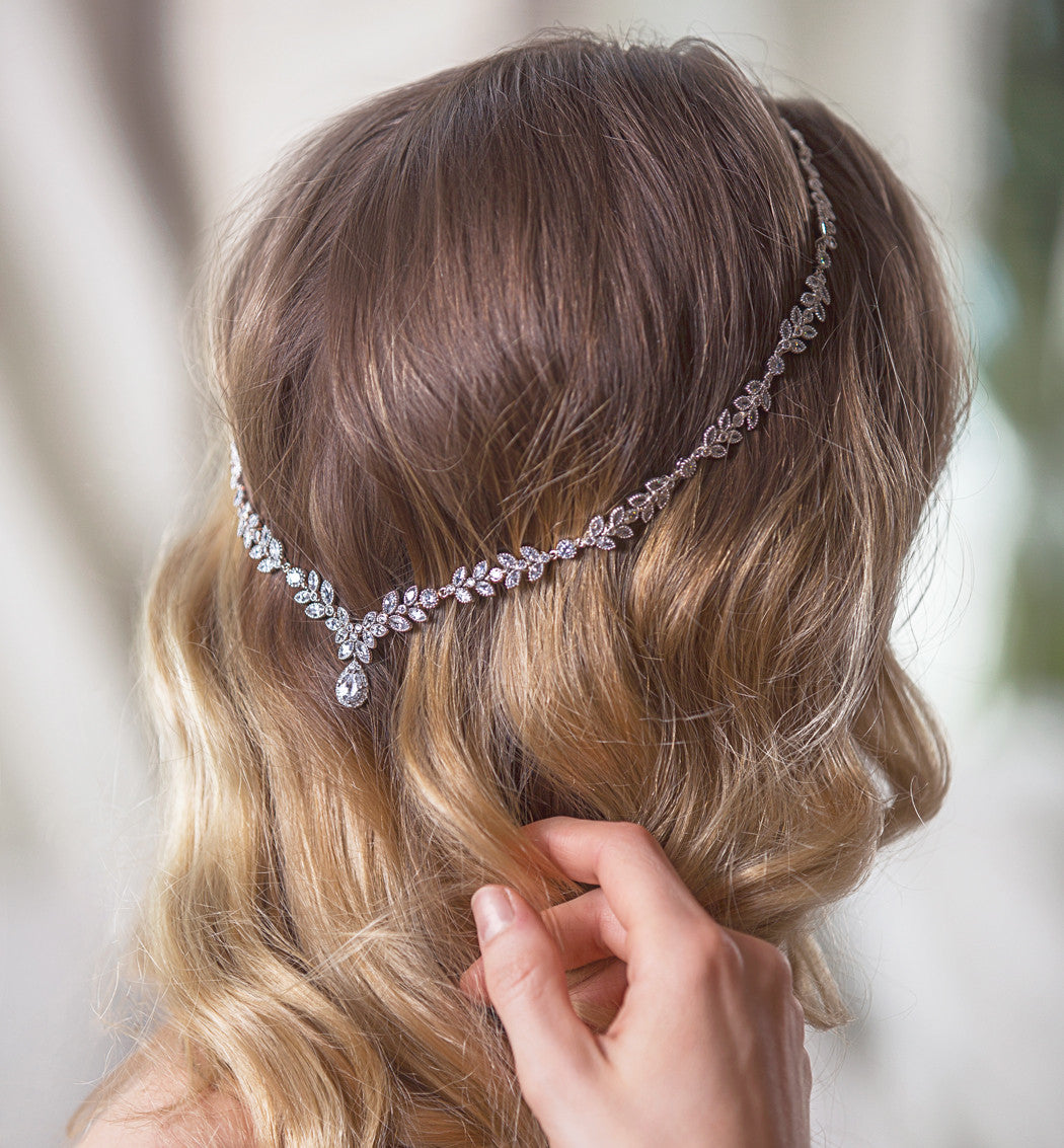 Bridal Vine Over Forehead Pearl Vine Dainty Light store Hair Piece with Pearls Halo Vine Wedding Wreath