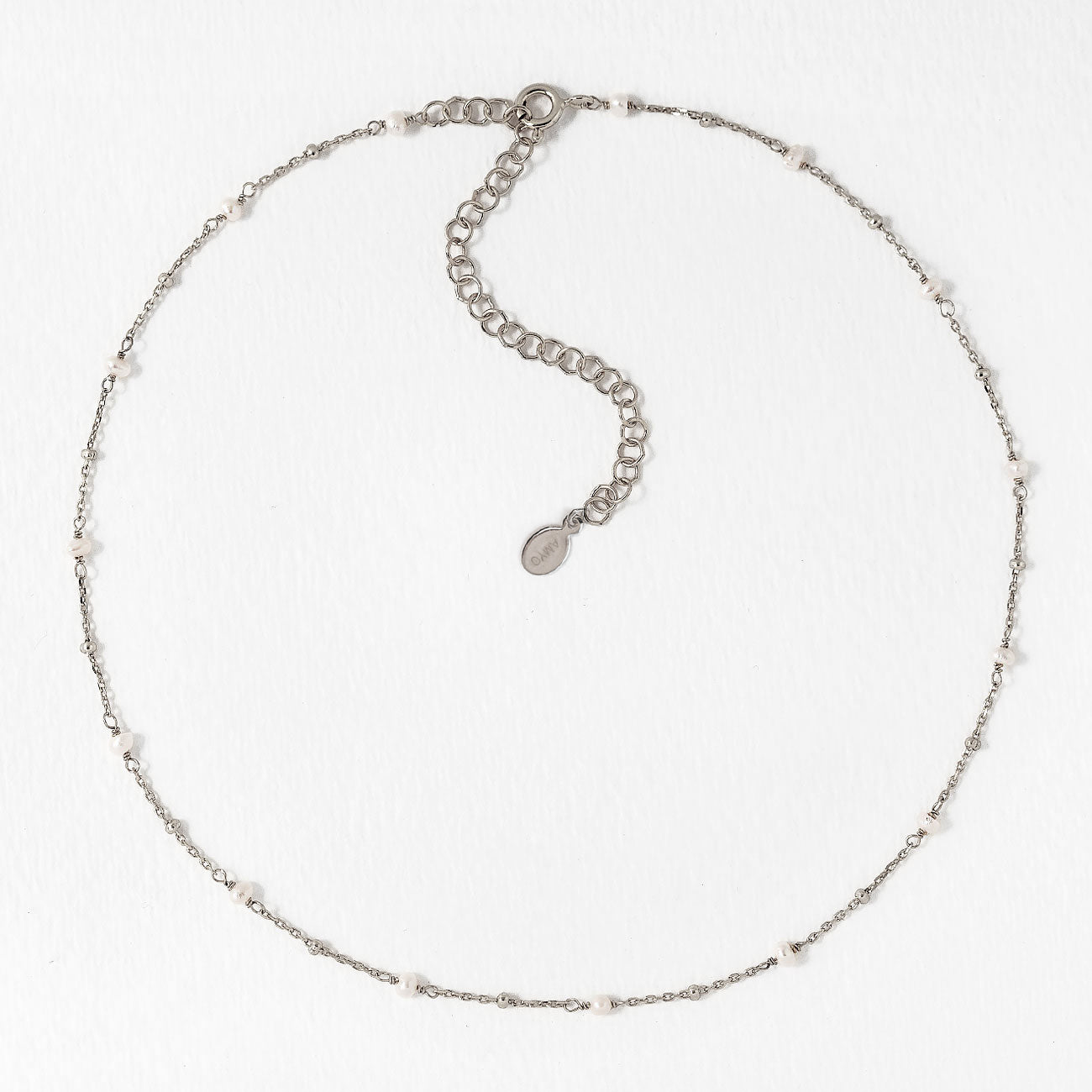 Dainty Silver Beaded Chain Necklace