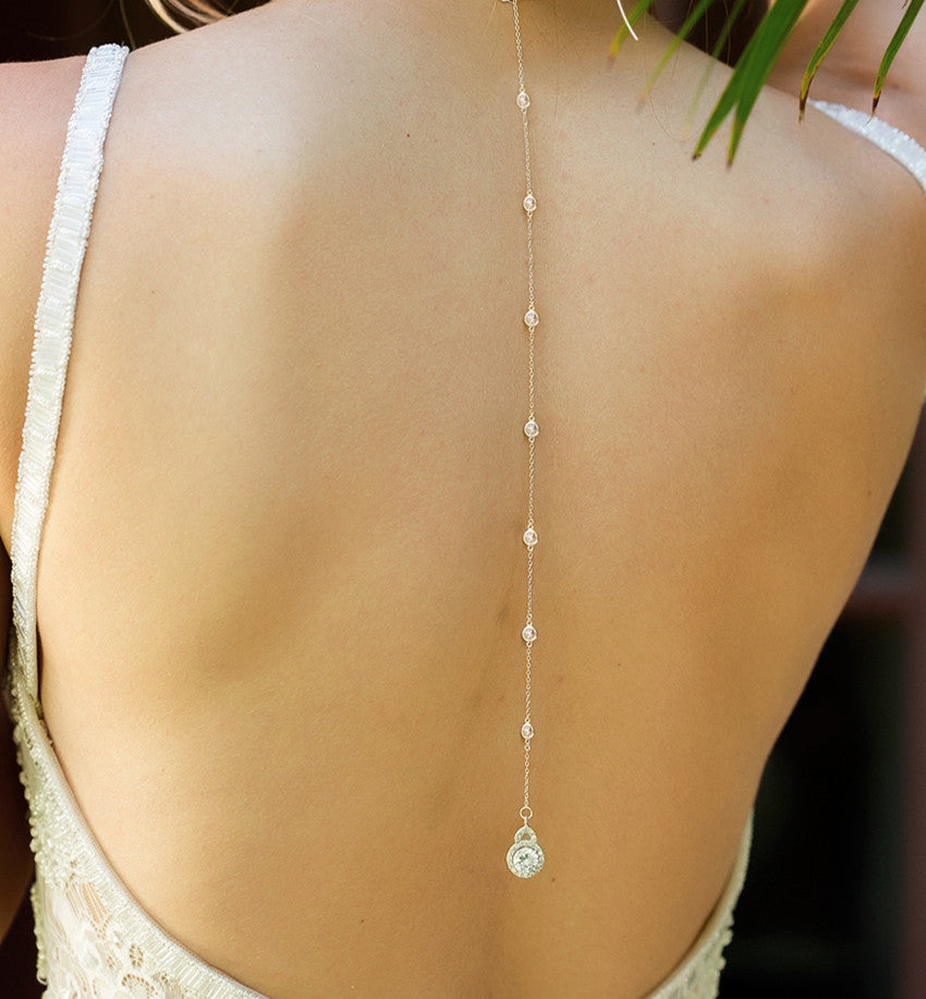 Back Necklace Pearl Backdrop Necklace Gold Body Chain Jewelry For Women And  Girls Bridal Jewelry | Fruugo NO